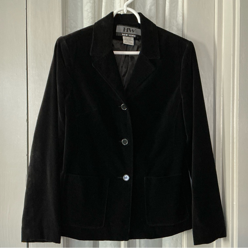 dh NEW YORK Women's Elegant Black Velvet Blazer